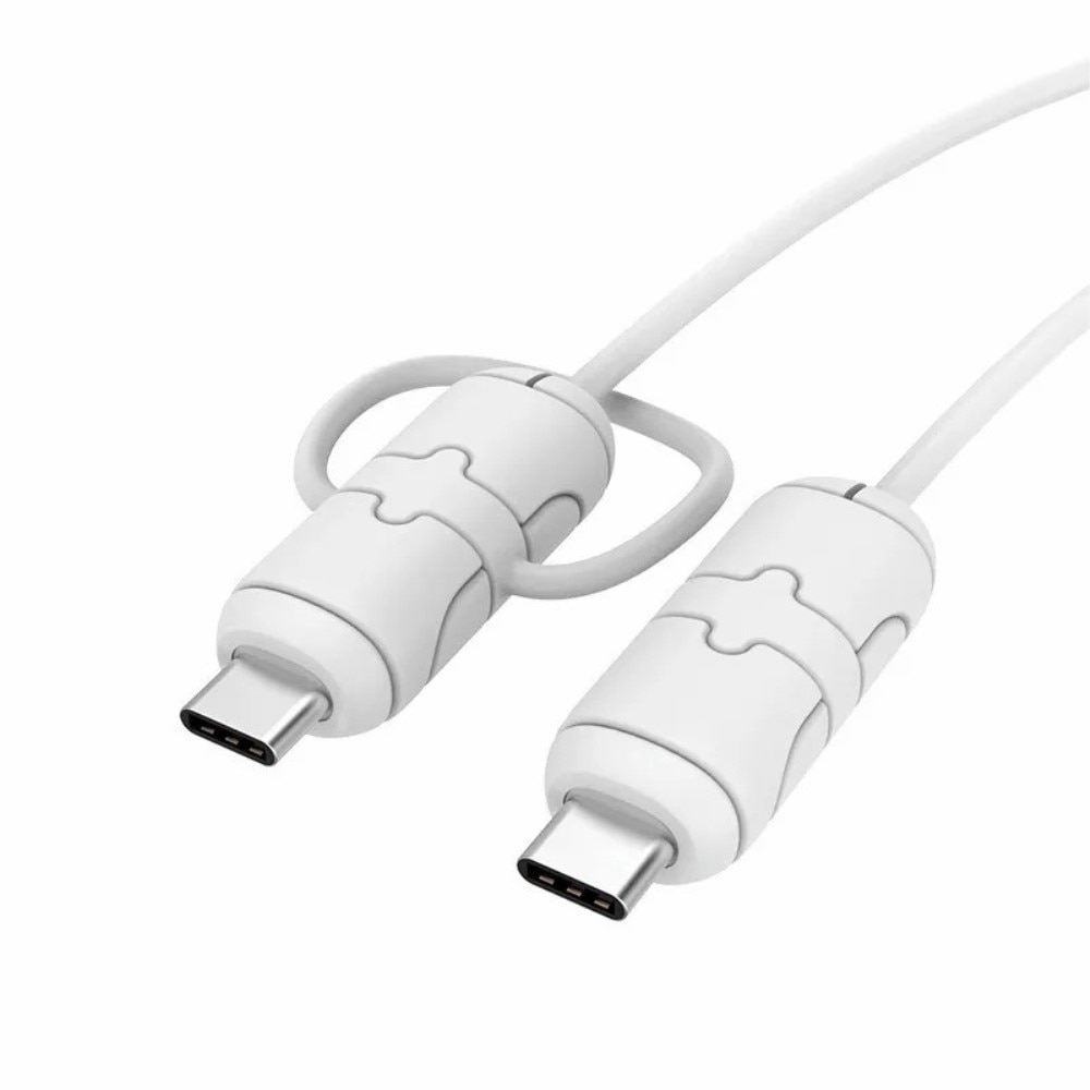 Slitstarkt Kabelskydd för USB-C till USB-C-kabel, vit