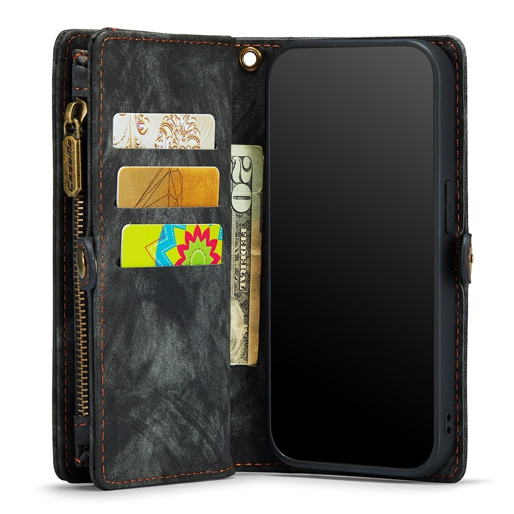 iPhone XR Rymligt plånboksfodral med många kortfack, grå