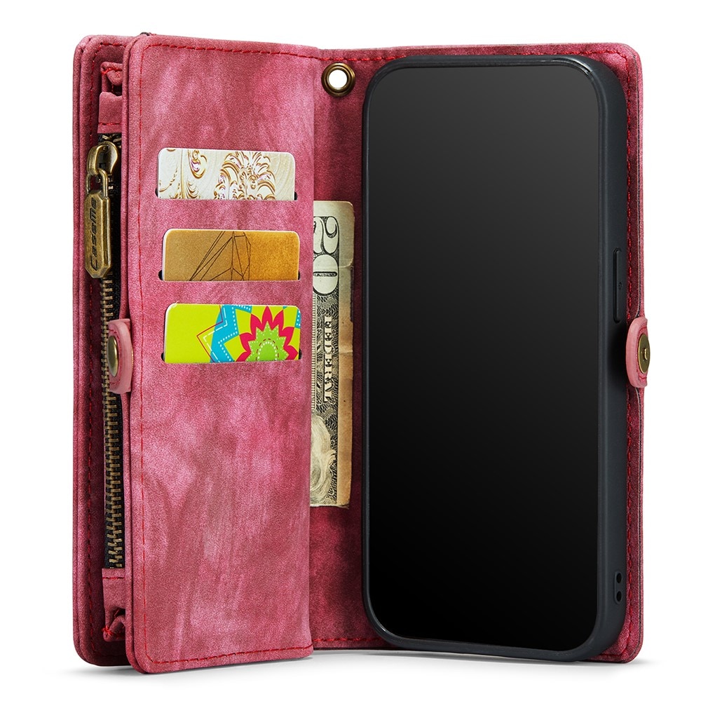 iPhone XS Max Rymligt plånboksfodral med många kortfack, röd