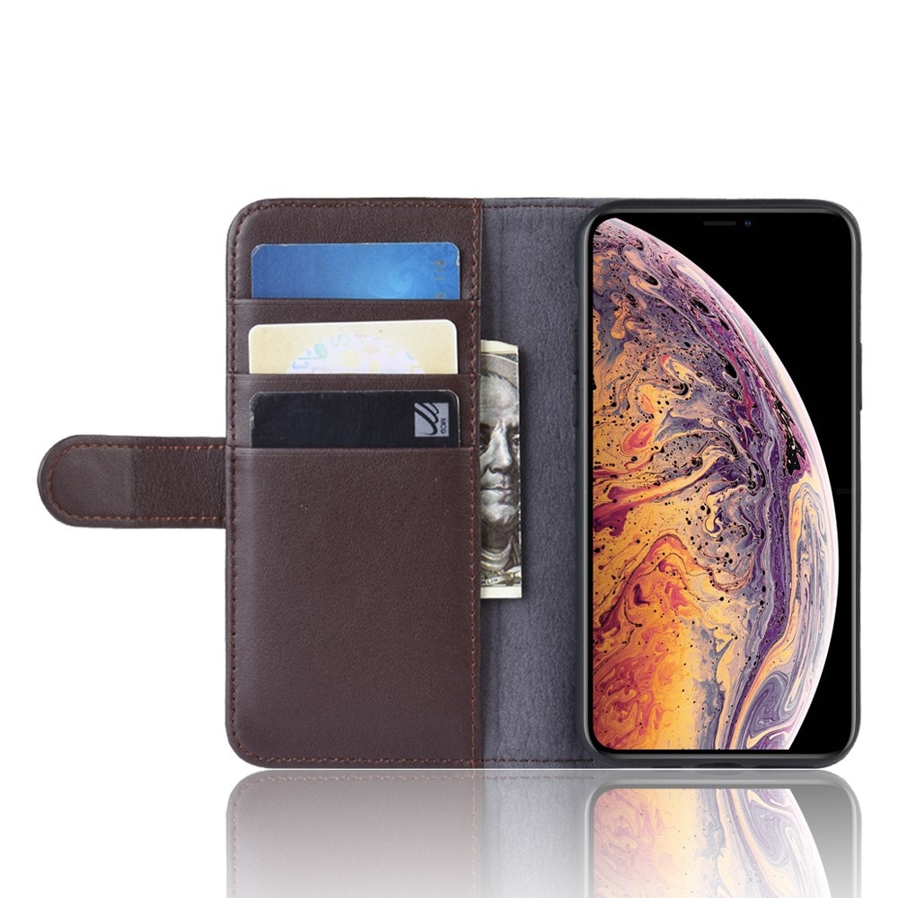 iPhone 11 Pro Plånboksfodral i Äkta Läder, brun