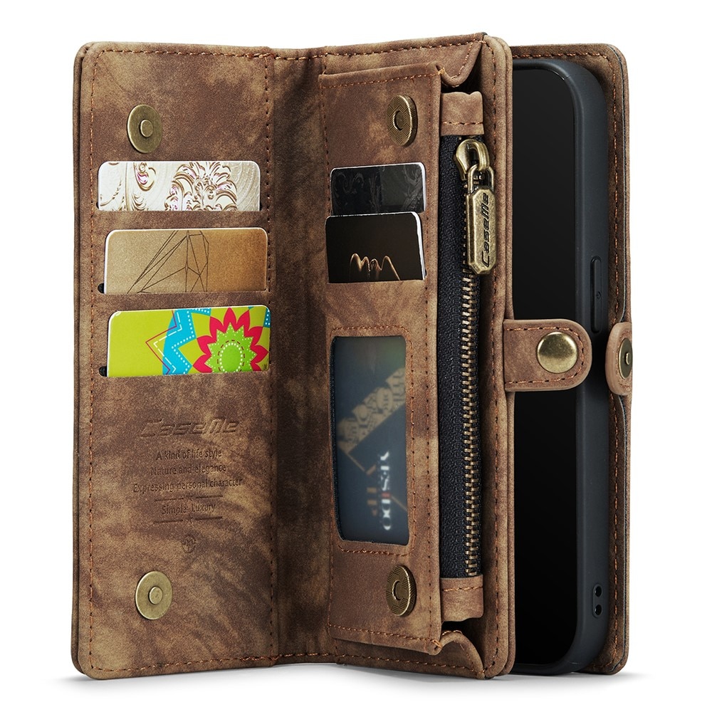 iPhone 11 Pro Max Rymligt plånboksfodral med många kortfack, brun