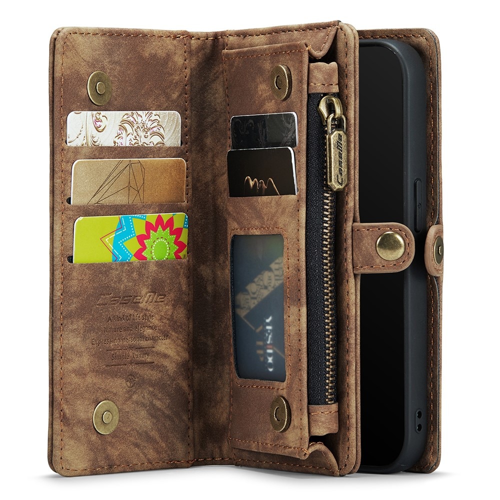 iPhone 11 Rymligt plånboksfodral med många kortfack, brun