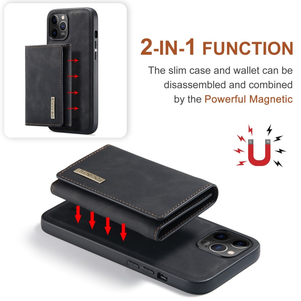iPhone 12 Pro Max Skal med avtagbar plånbok, svart