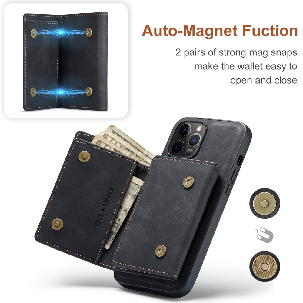 iPhone 12 Pro Max Skal med avtagbar plånbok, svart