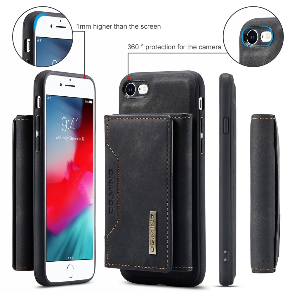 iPhone SE (2022) Skal med avtagbar plånbok, svart