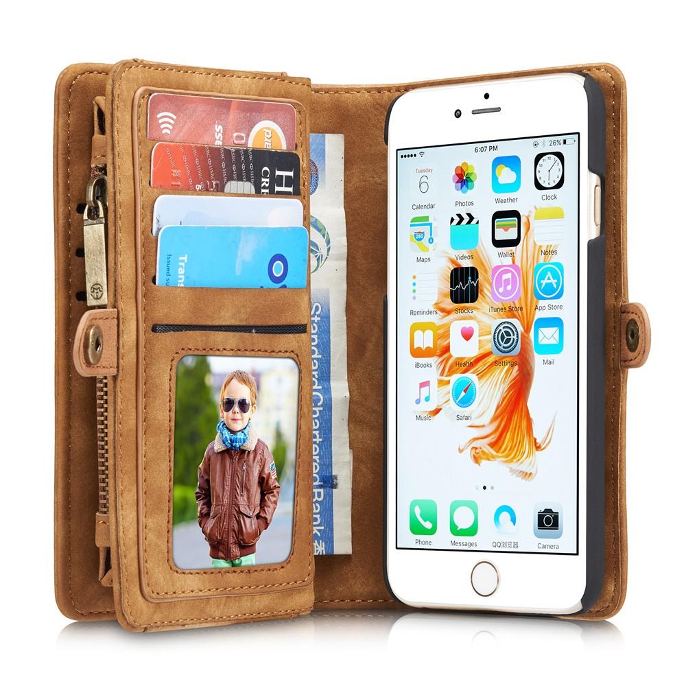 iPhone 6/6S Rymligt plånboksfodral med många kortfack, brun