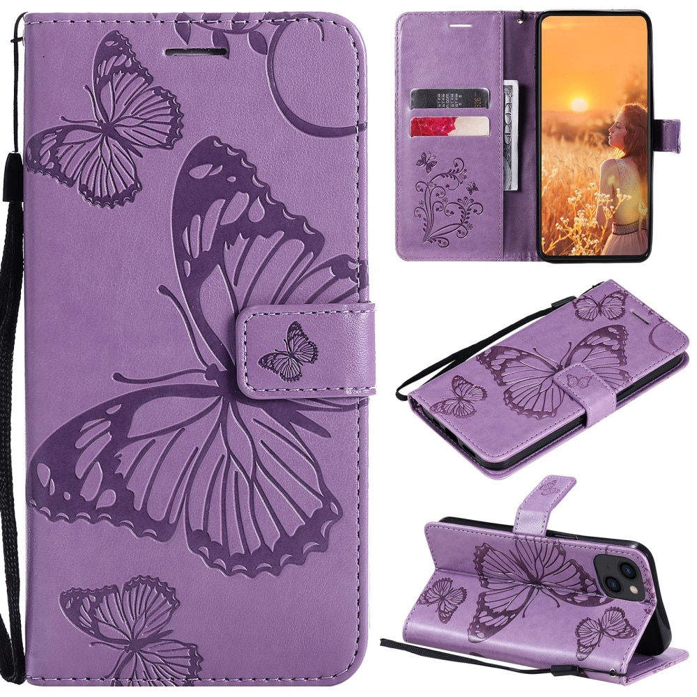 iPhone 13 Mobilfodral med fjärilar, lila