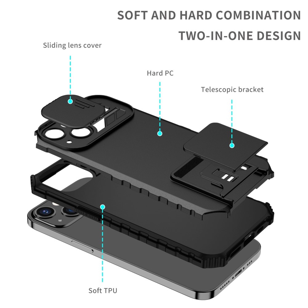 iPhone 13 Pro Skal med Kickstand & Kameraskydd, Svart