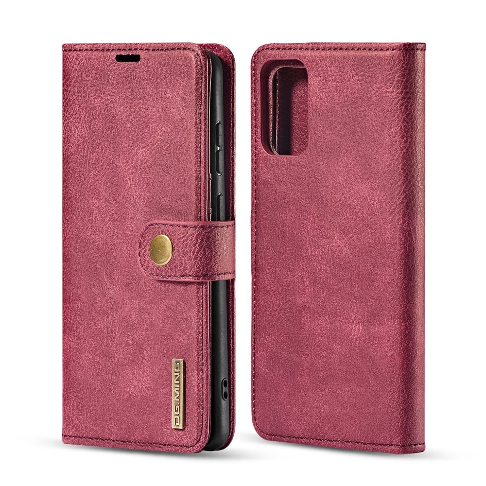 Samsung Galaxy S20 Plånboksfodral med avtagbart skal, röd