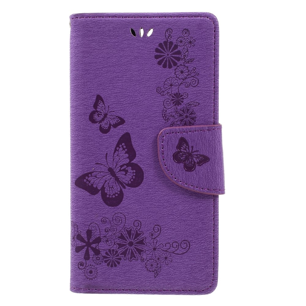 Huawei Honor 8 Mobilfodral med fjärilar, lila