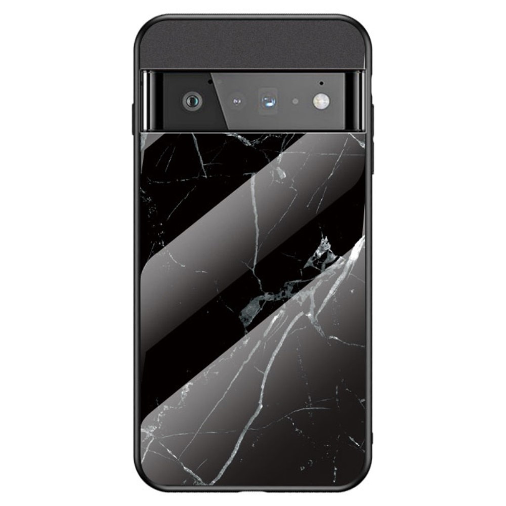 Google Pixel 7 Pro Mobilskal med baksida av glas, svart marmor