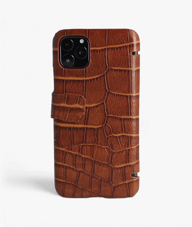 iPhone 11 Pro Max Plånboksfodral Lizard Cognac