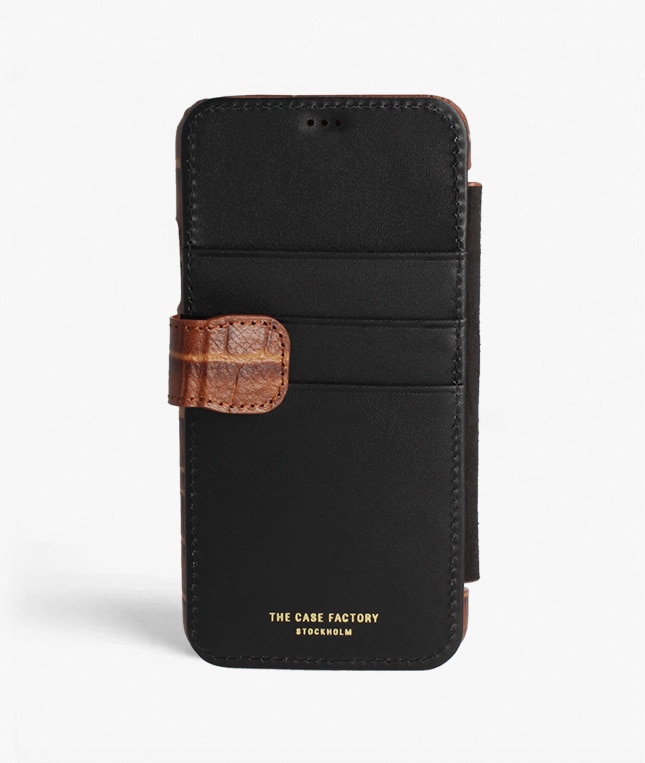 iPhone 11 Pro Max Plånboksfodral Lizard Cognac