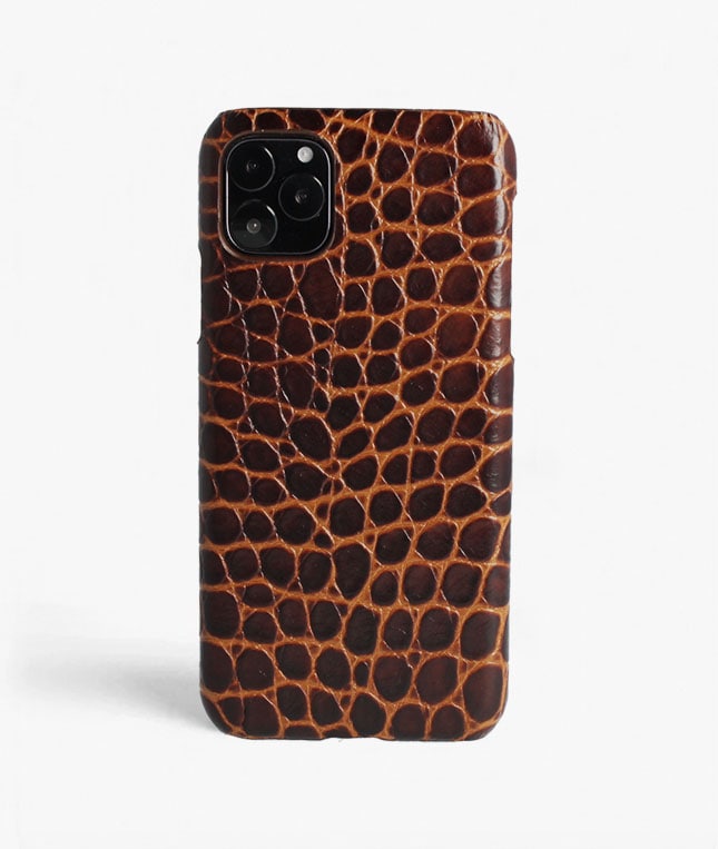 iPhone 11 Pro Max Skal Small Croco Brun