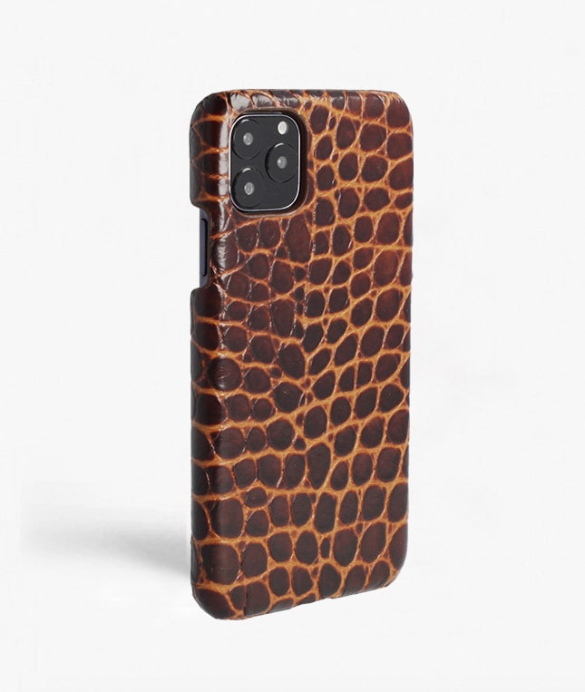 iPhone 11 Pro Max Skal Small Croco Brun