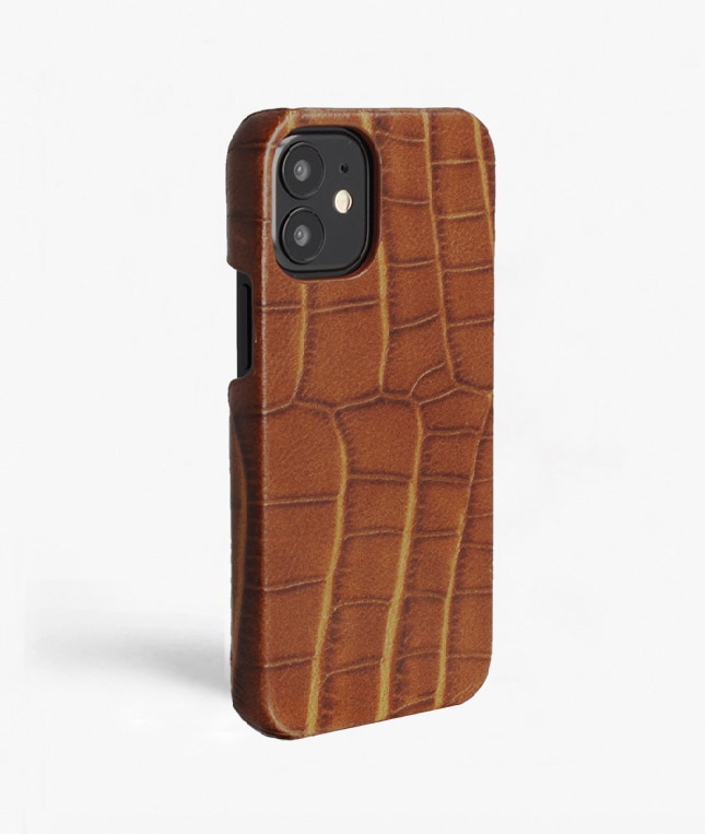 iPhone 12 Mini Skal Croco Cognac