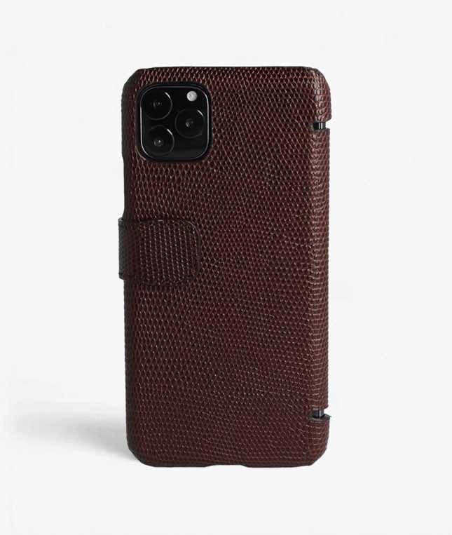 iPhone 11 Pro Max Plånboksfodral Lizard Brown