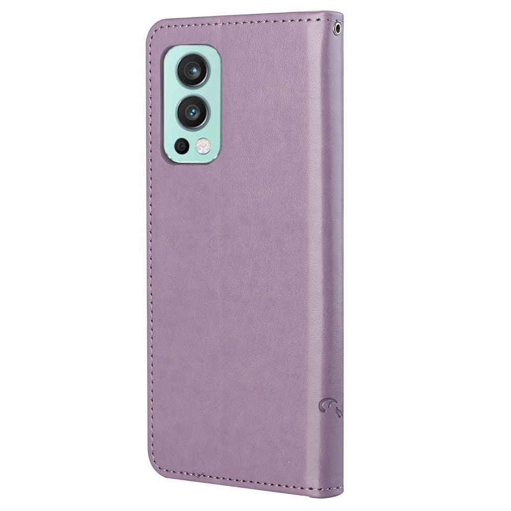 OnePlus Nord 2 5G Mobilfodral med fjärilar, lila