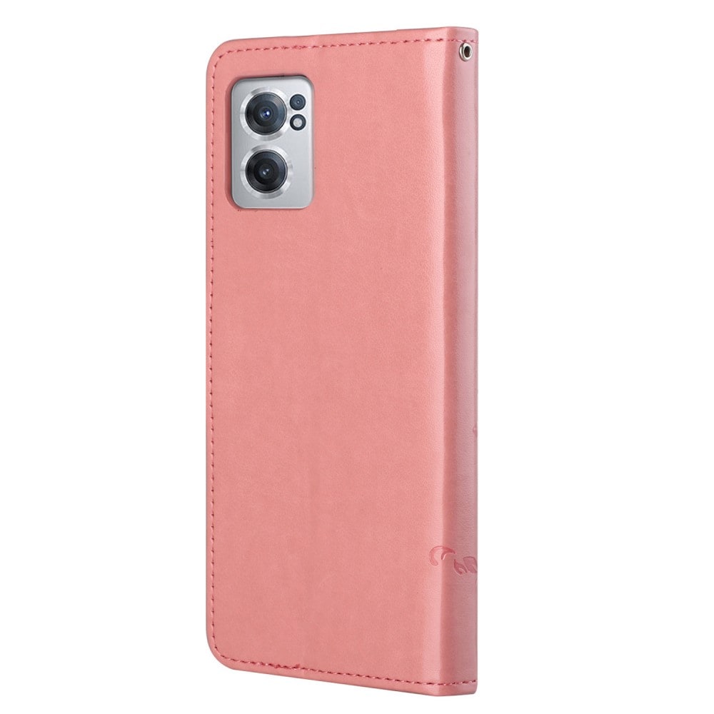 OnePlus Nord CE 2 5G Mobilfodral med fjärilar, rosa