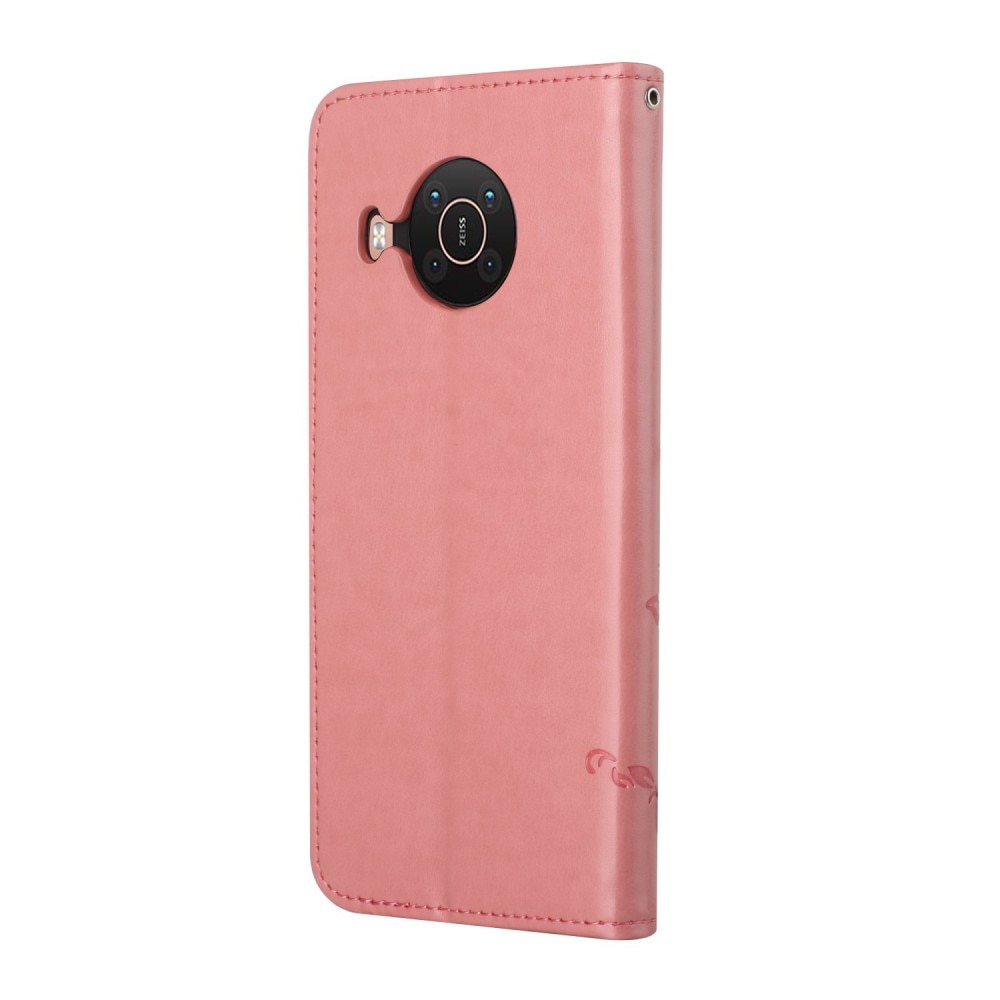 Nokia X10/X20 Mobilfodral med fjärilar, rosa