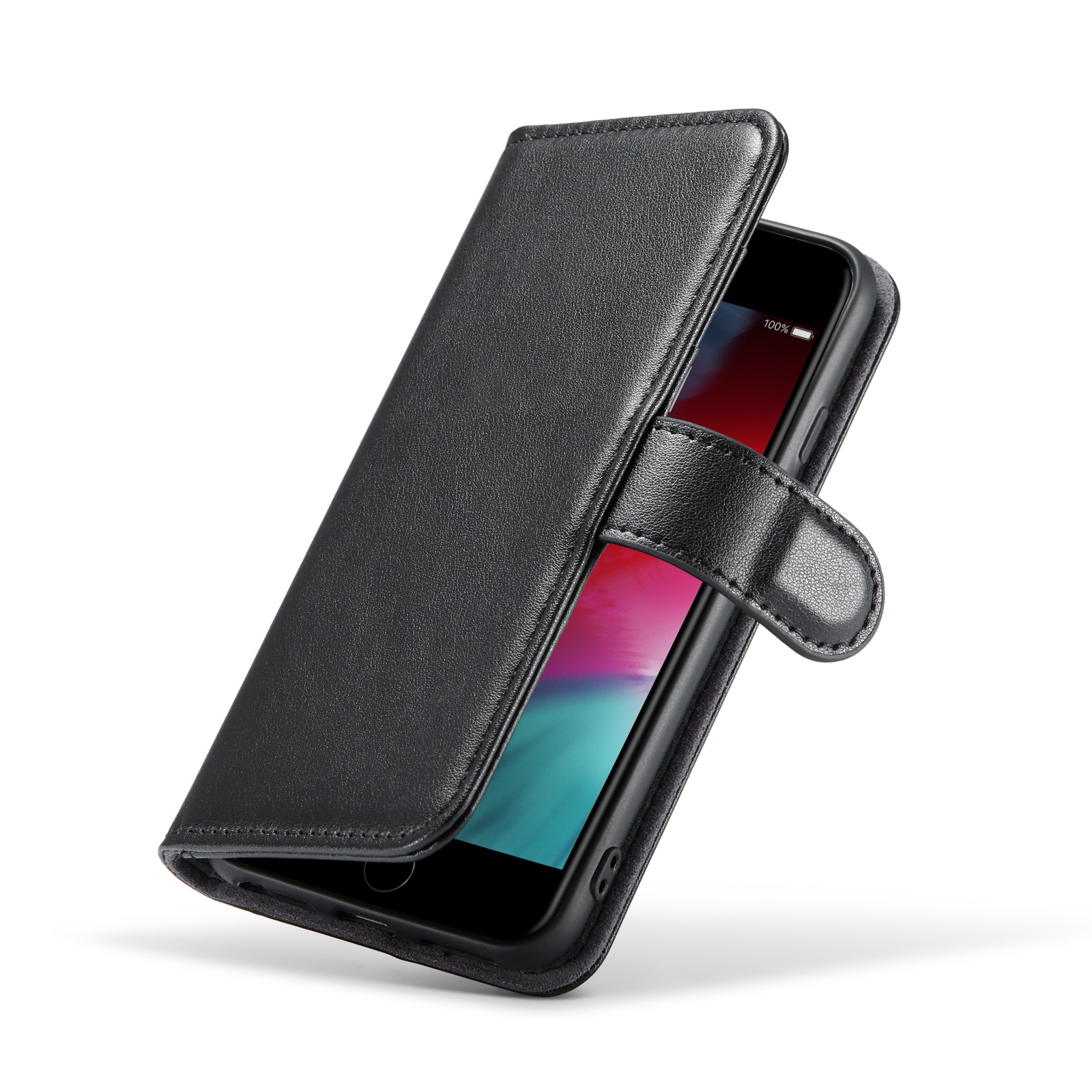 iPhone SE (2020) Plånboksfodral i Äkta Läder, svart
