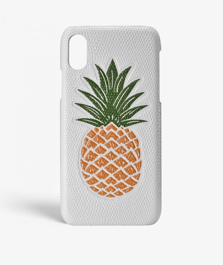 iPhone X/XS Skal Pineapple Orange Lizard White