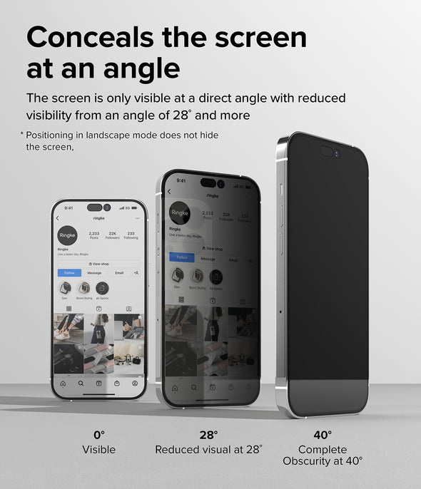 iPhone 14 Pro Max Anti-spy Skärmskydd i glas med monteringsverktyg