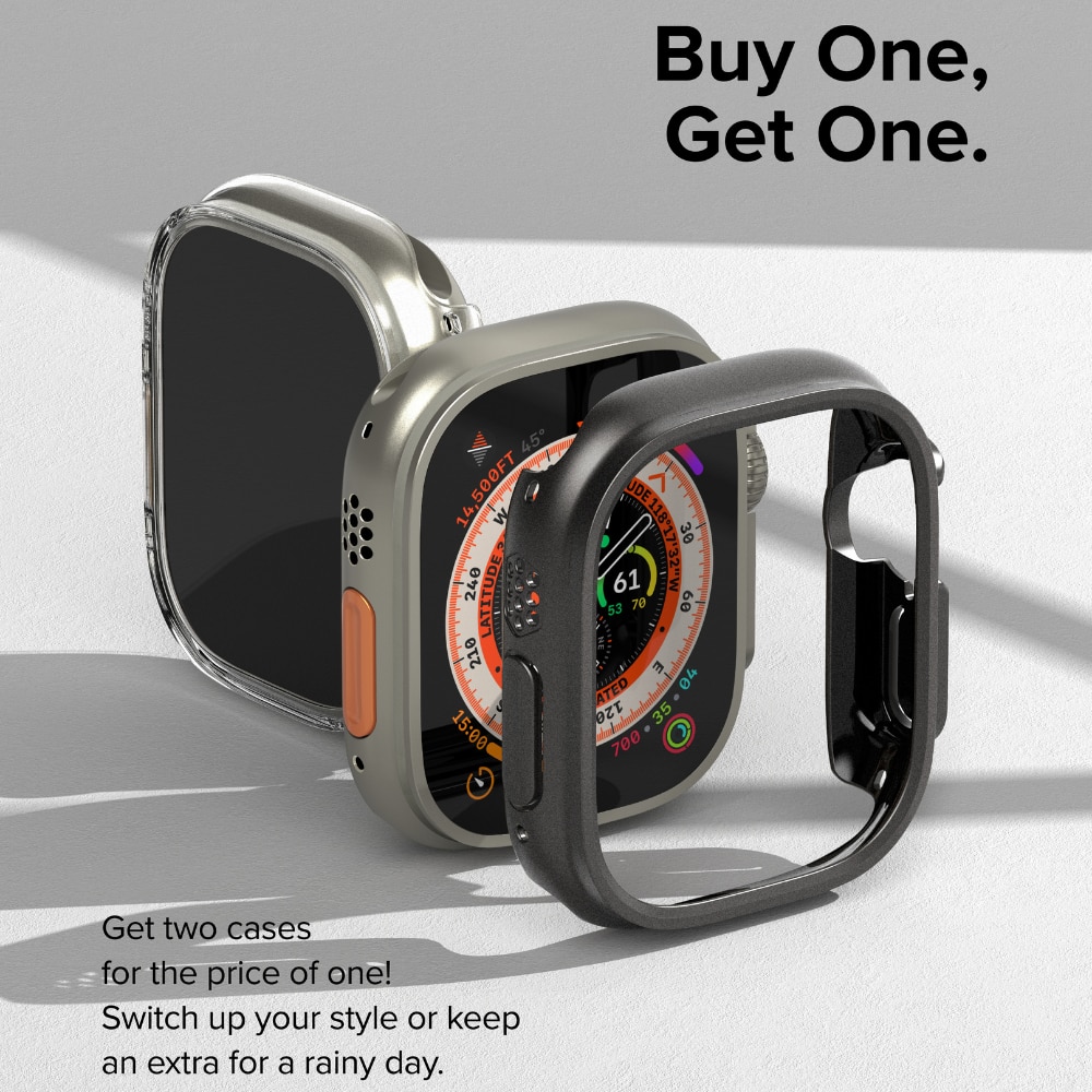 Apple Watch Ultra 49mm Tunt skal (2-pack), titansvart & genomskinlig