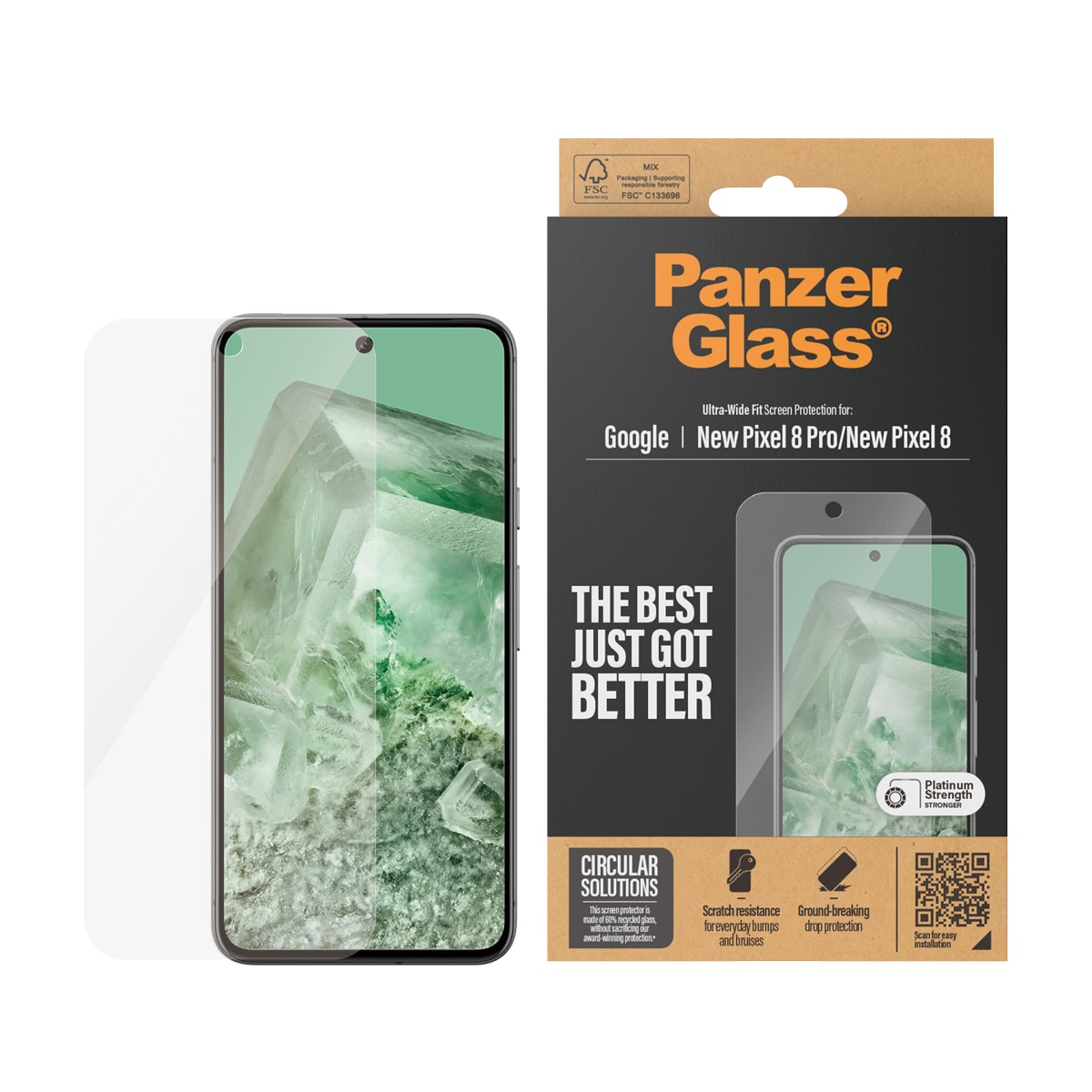 Google Pixel 9 Skärmskydd i reptåligt härdat glas - Ultra Wide Fit