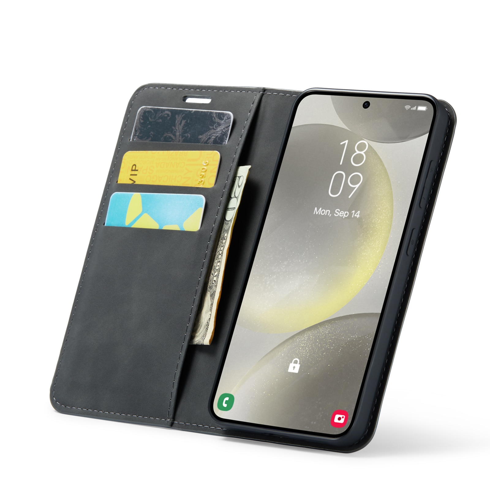 Samsung Galaxy S24 Slimmat fodral med kortfack, svart