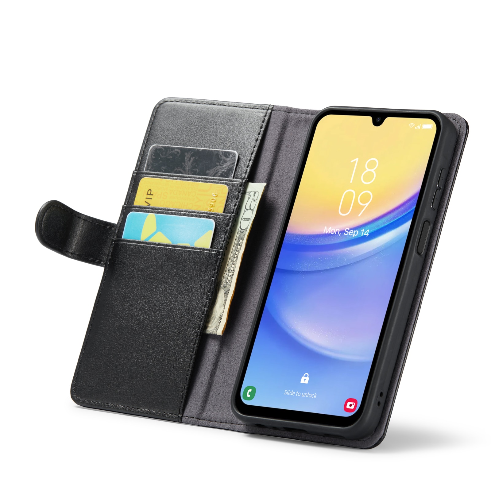 Samsung Galaxy A25 Plånboksfodral i Äkta Läder, svart