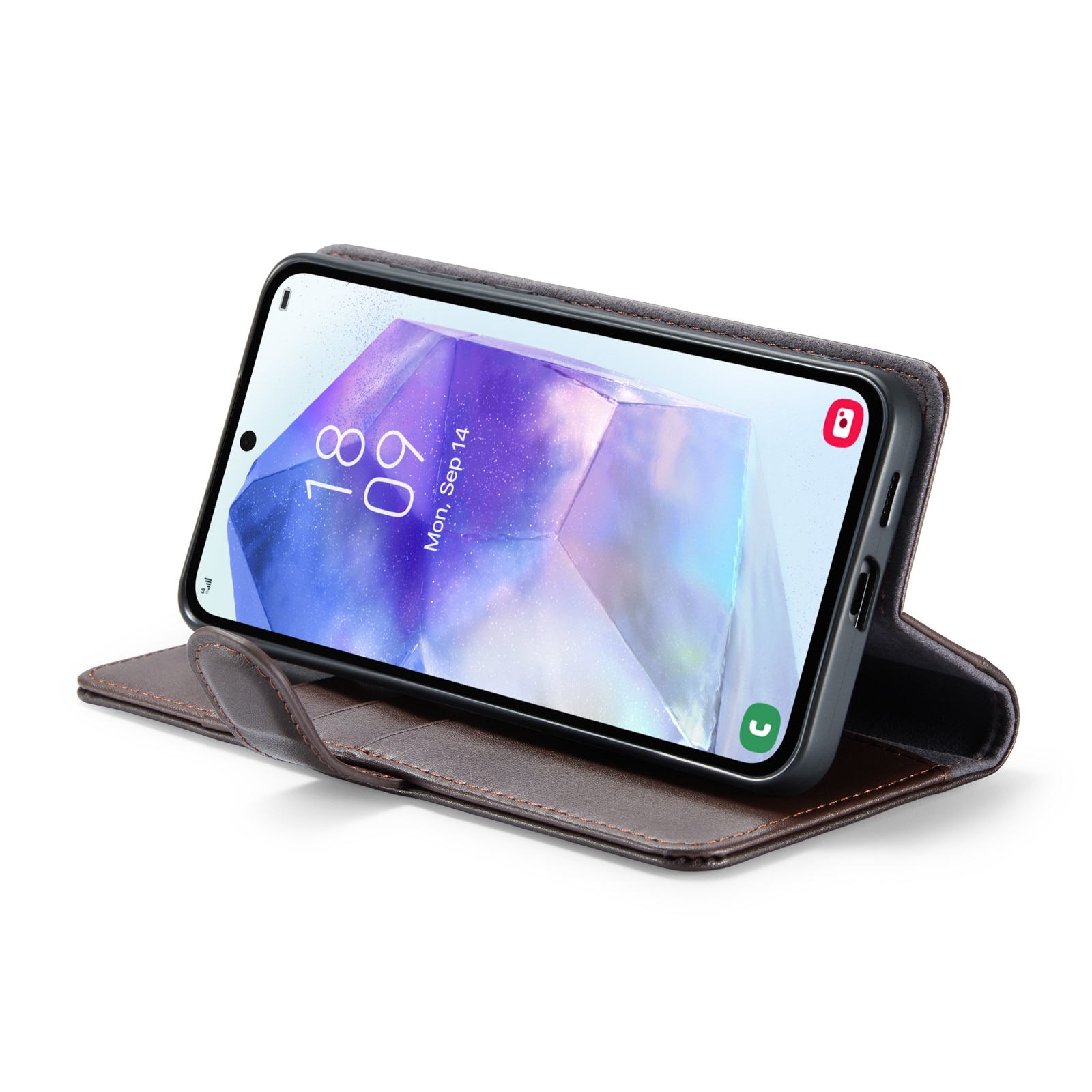 Samsung Galaxy A55 Plånboksfodral i Äkta Läder, brun