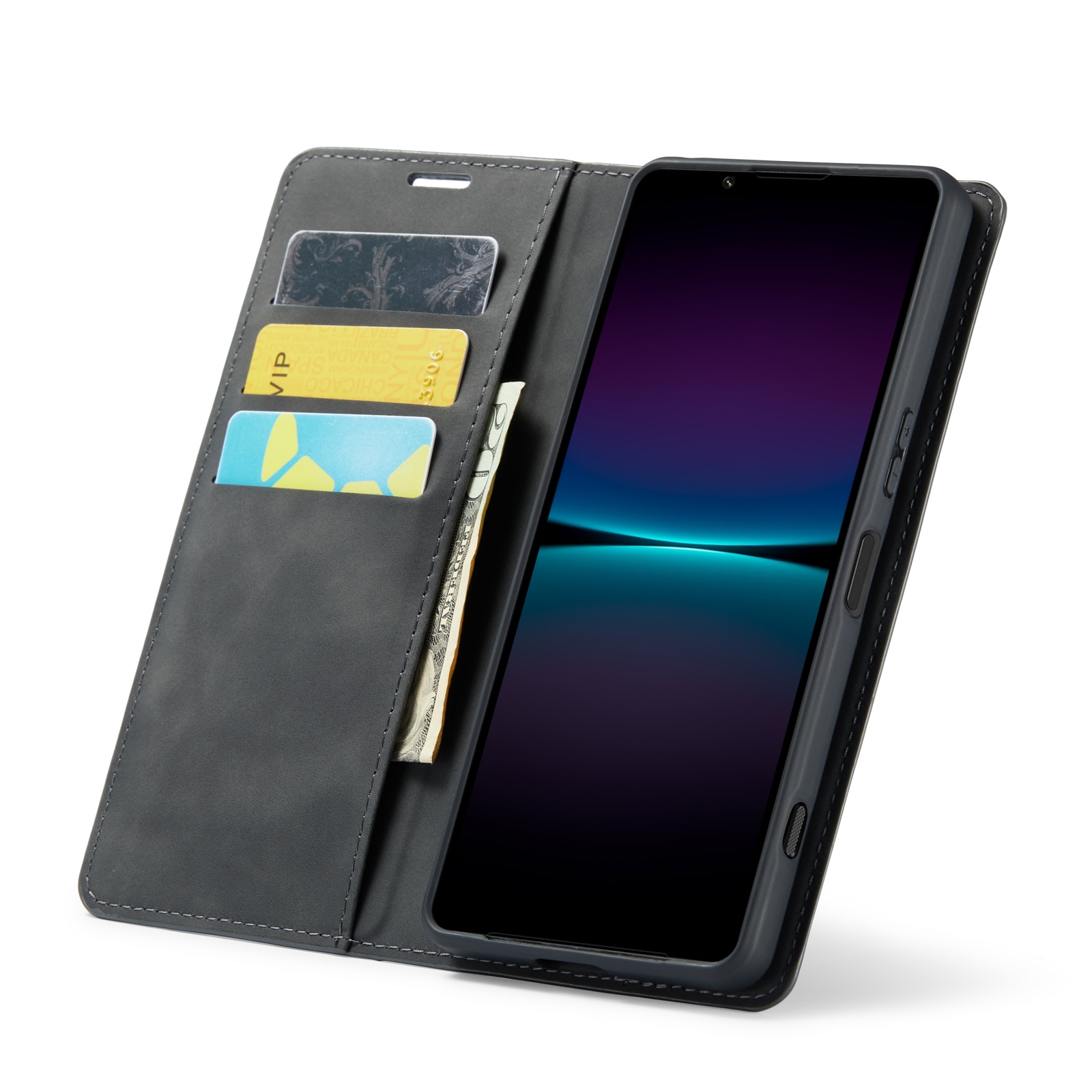 Sony Xperia 1 VI Slimmat fodral med kortfack, svart
