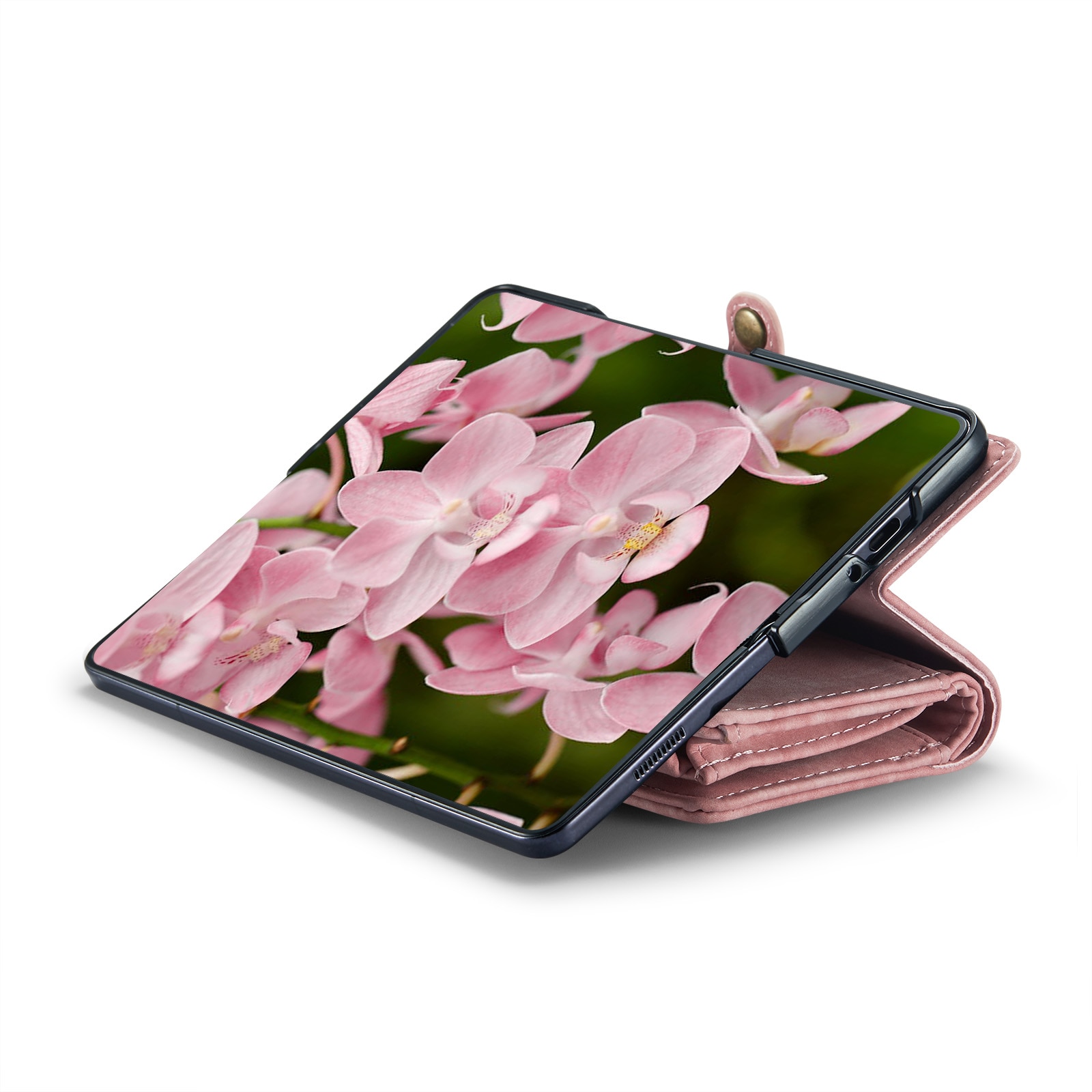 Samsung Galaxy Z Fold 6 Rymligt plånboksfodral med många kortfack, rosa