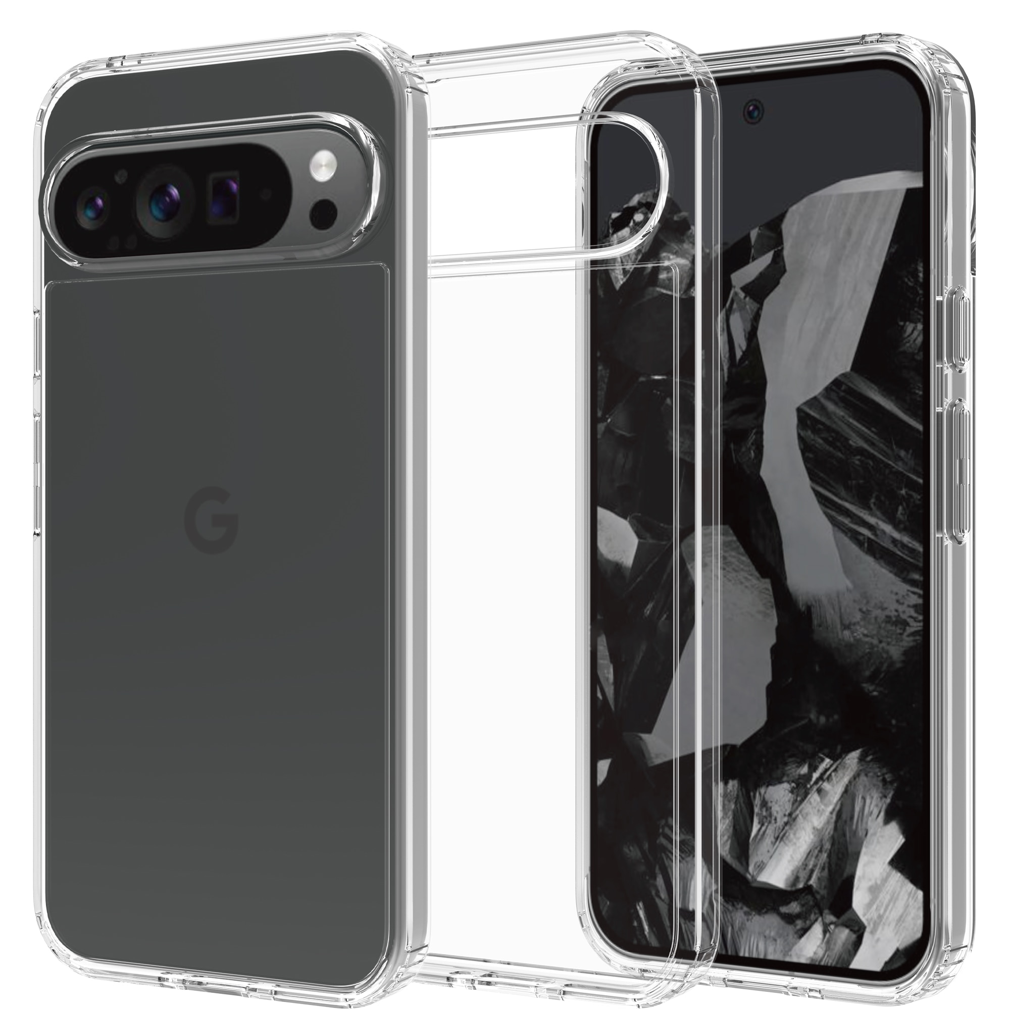 Google Pixel 9 Pro XL Crystal Hybrid-skal, transparent