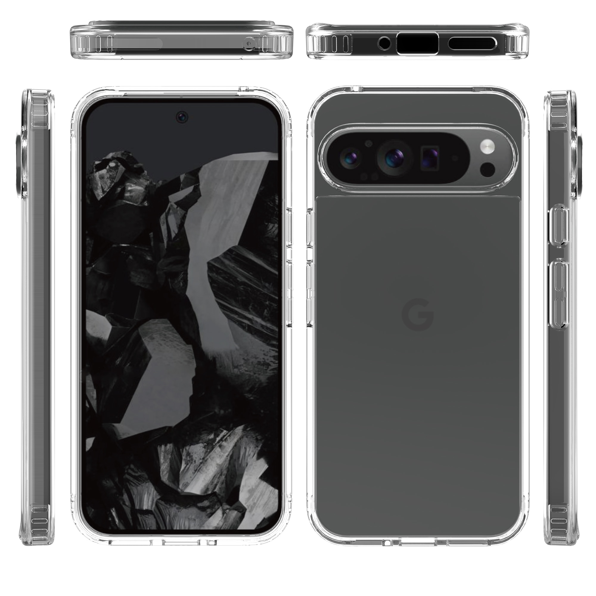 Google Pixel 9 Pro XL Crystal Hybrid-skal, transparent