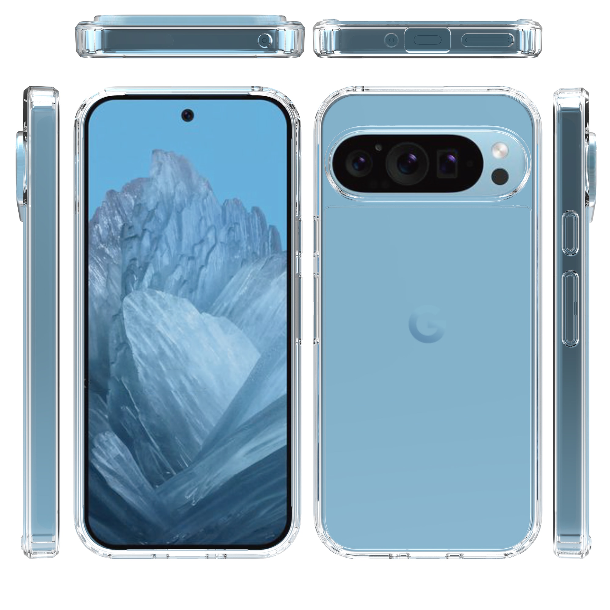 Google Pixel 9 Pro Crystal Hybrid-skal, transparent