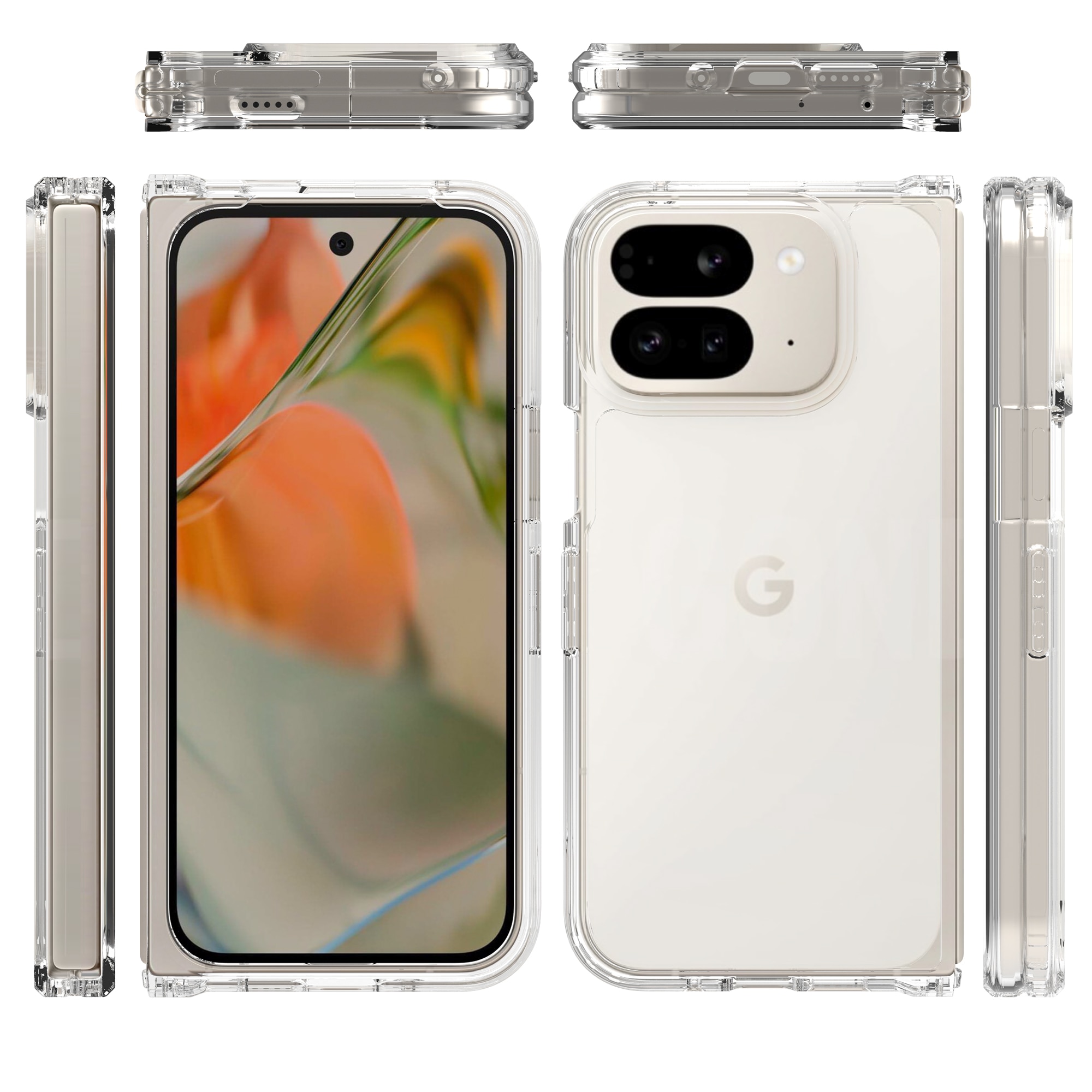 Google Pixel 9 Pro Fold Crystal Hybrid-skal, transparent