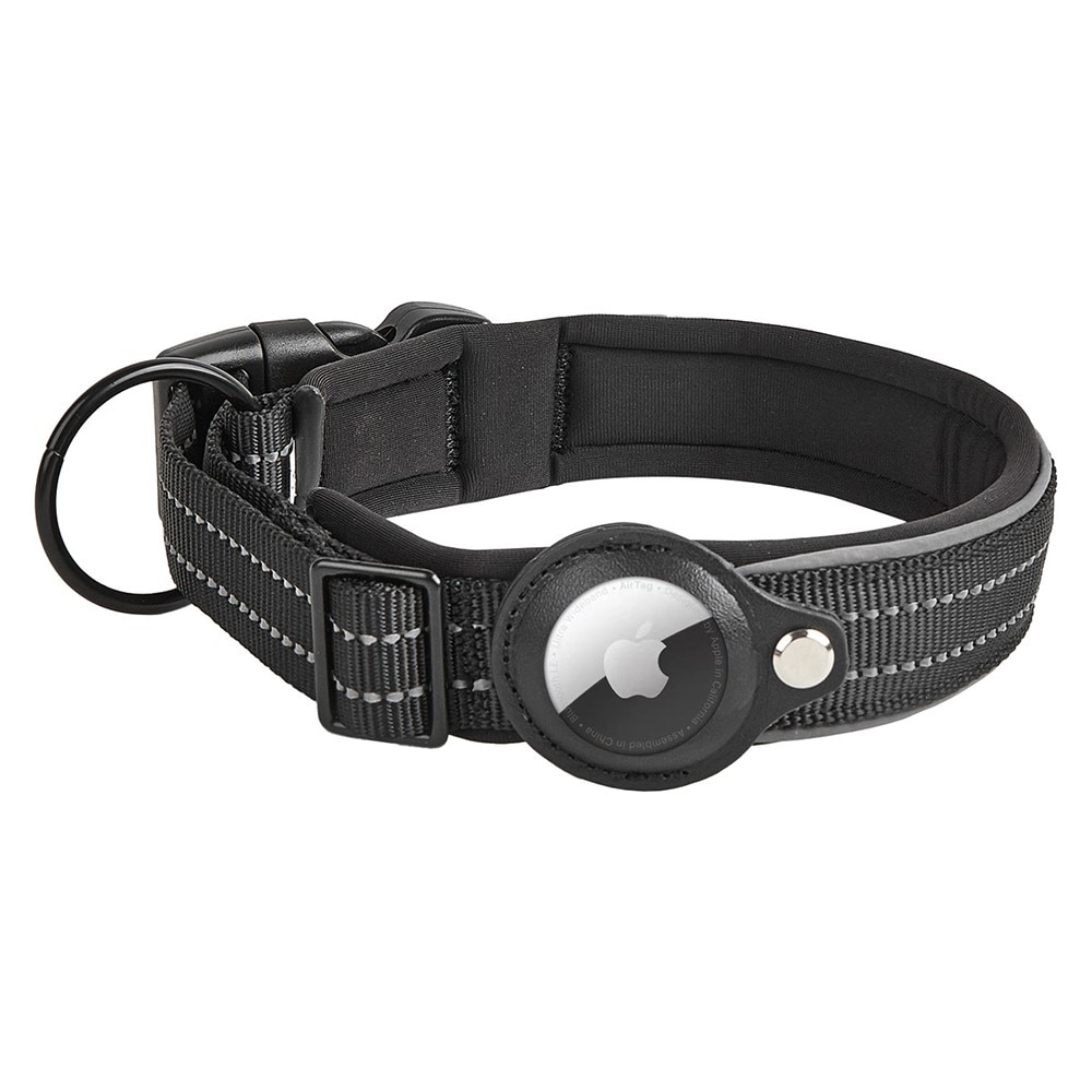 Apple AirTag hundhalsband med reflexer M, svart