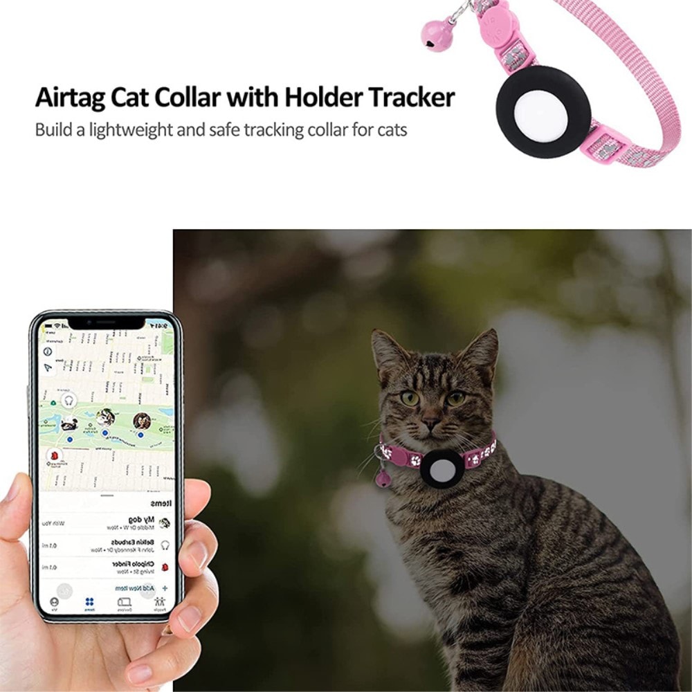 Apple AirTag Katthalsband med reflex, rosa