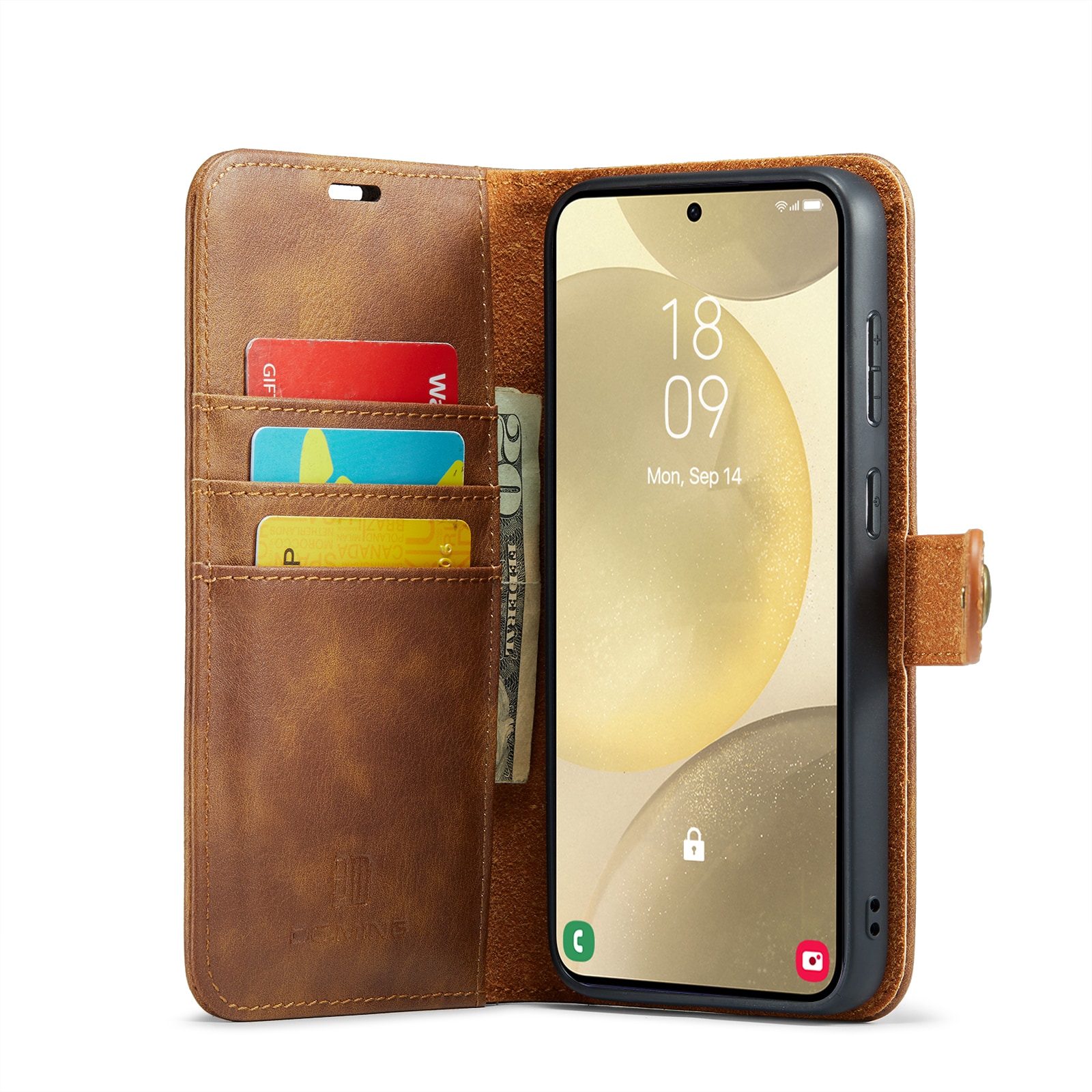 Samsung Galaxy S25 Plus Plånboksfodral med avtagbart skal, Cognac