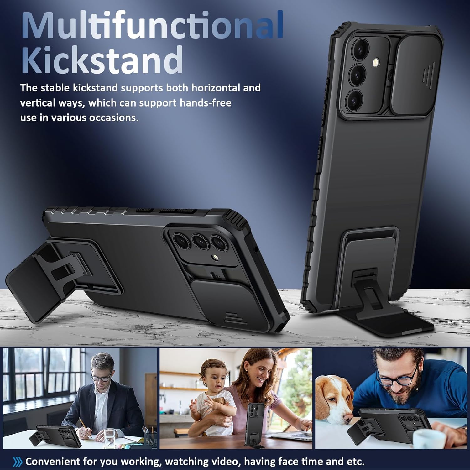 Samsung Galaxy S25 Skal med Kickstand & Kameraskydd, Svart