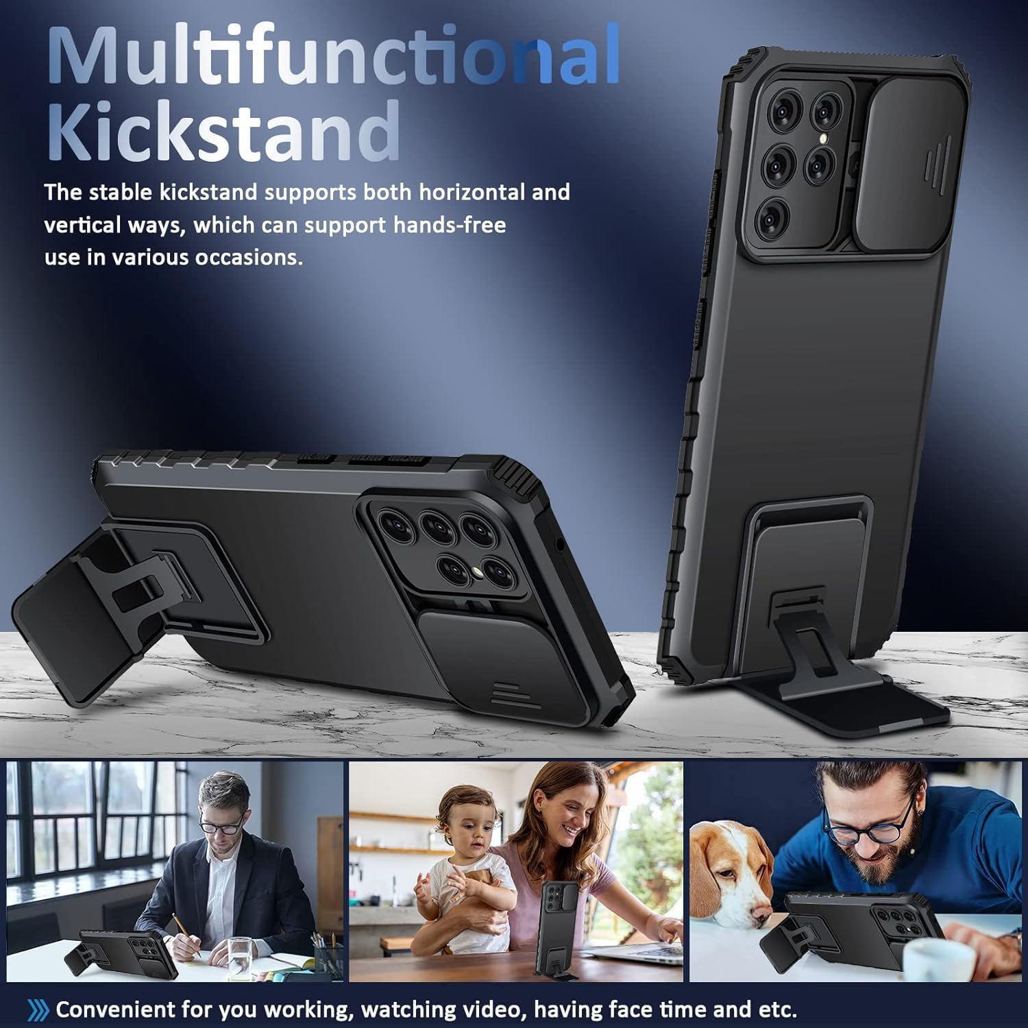 Samsung Galaxy S25 Ultra Skal med Kickstand & Kameraskydd, Svart