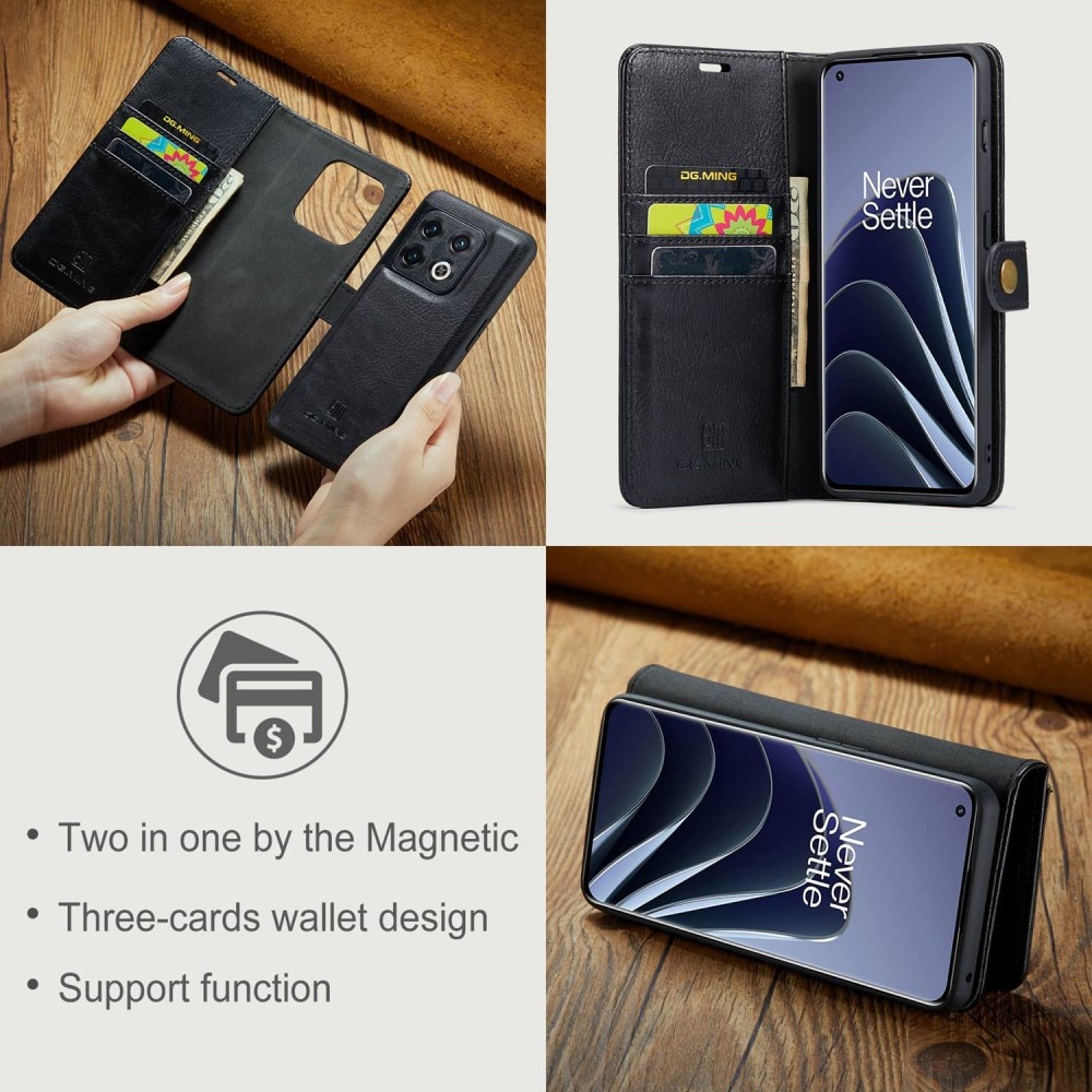 OnePlus 10 Pro Plånboksfodral med avtagbart skal, svart