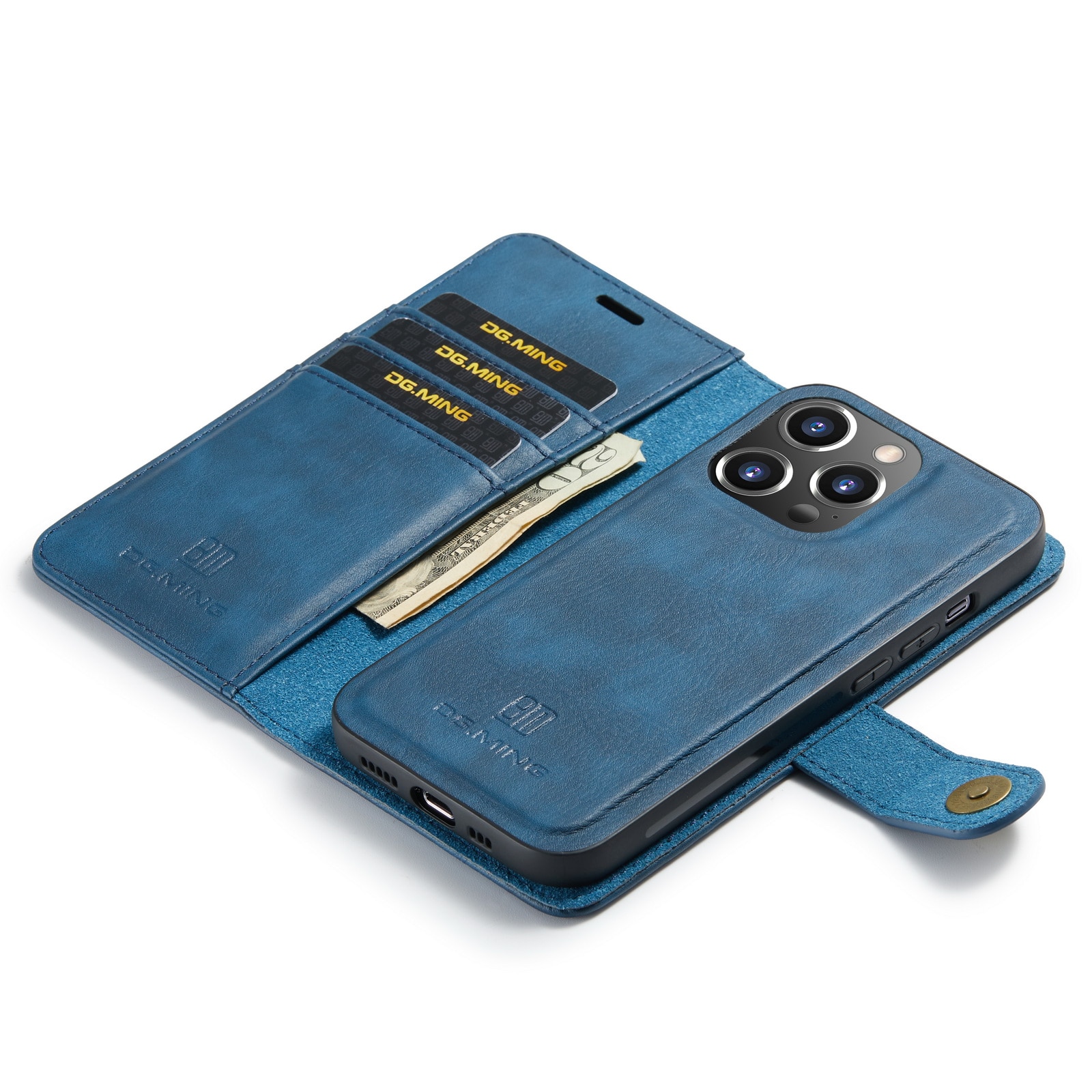 iPhone 15 Pro Plånboksfodral med avtagbart skal, blå