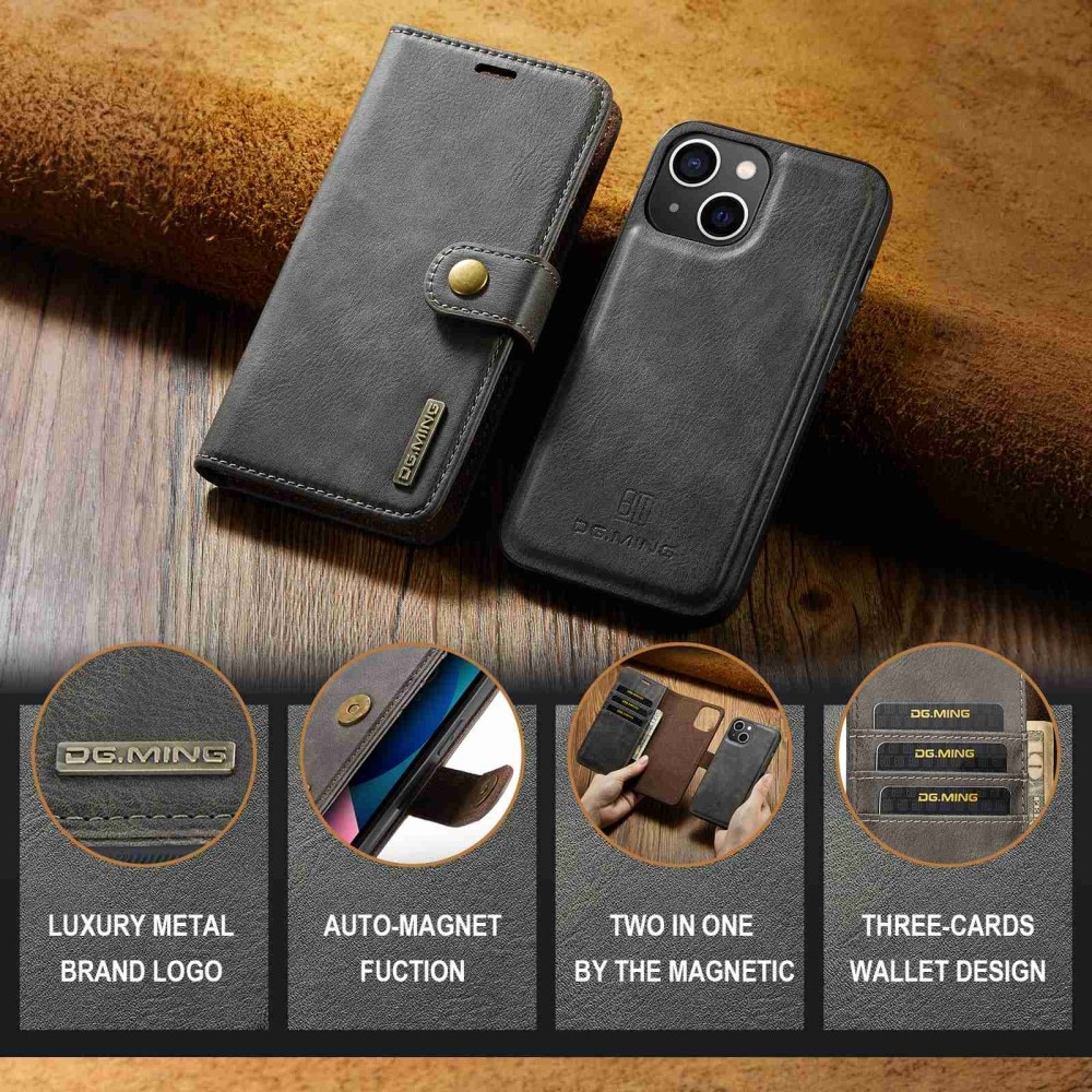 iPhone 14 Plus Plånboksfodral med avtagbart skal, brun