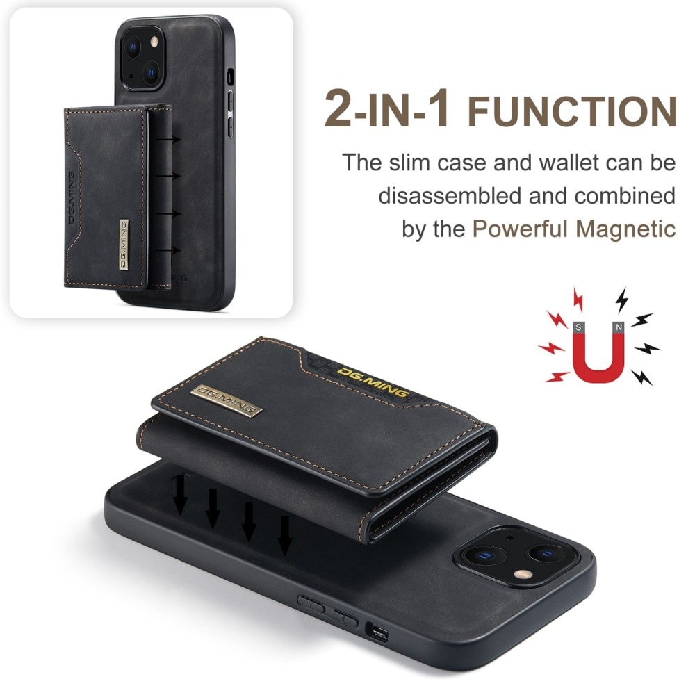 iPhone 15 Plus Skal med avtagbar plånbok, svart
