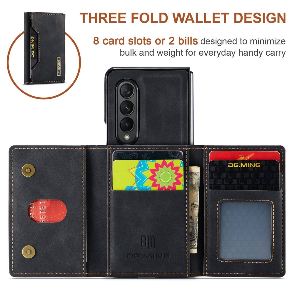 Samsung Galaxy Z Fold 4 Skal med avtagbar plånbok, svart