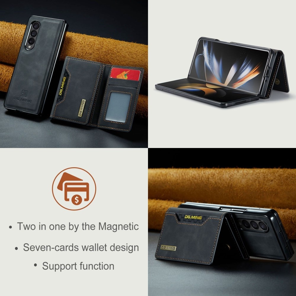 Samsung Galaxy Z Fold 4 Skal med avtagbar plånbok, svart