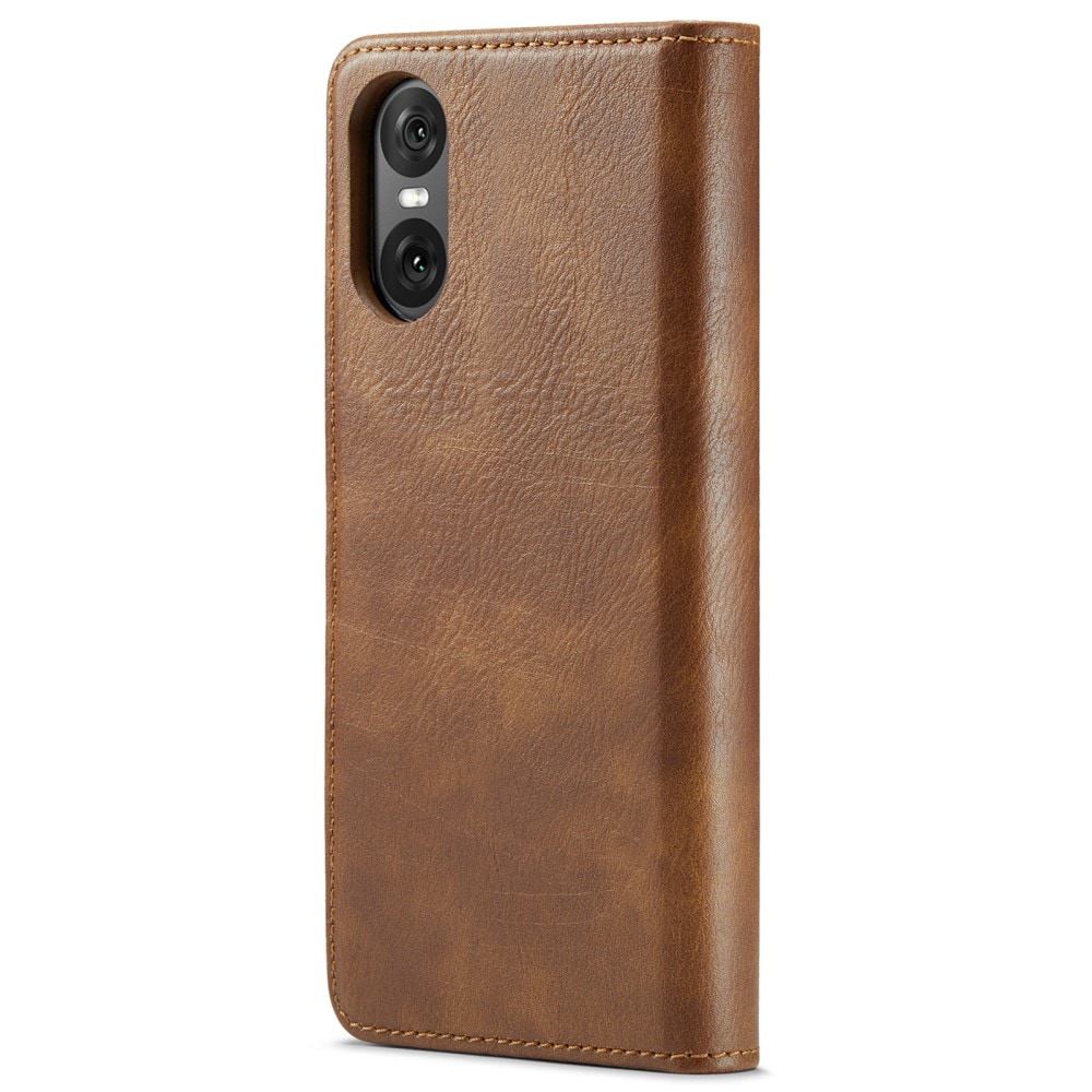 Sony Xperia 10 VI Plånboksfodral med avtagbart skal, cognac